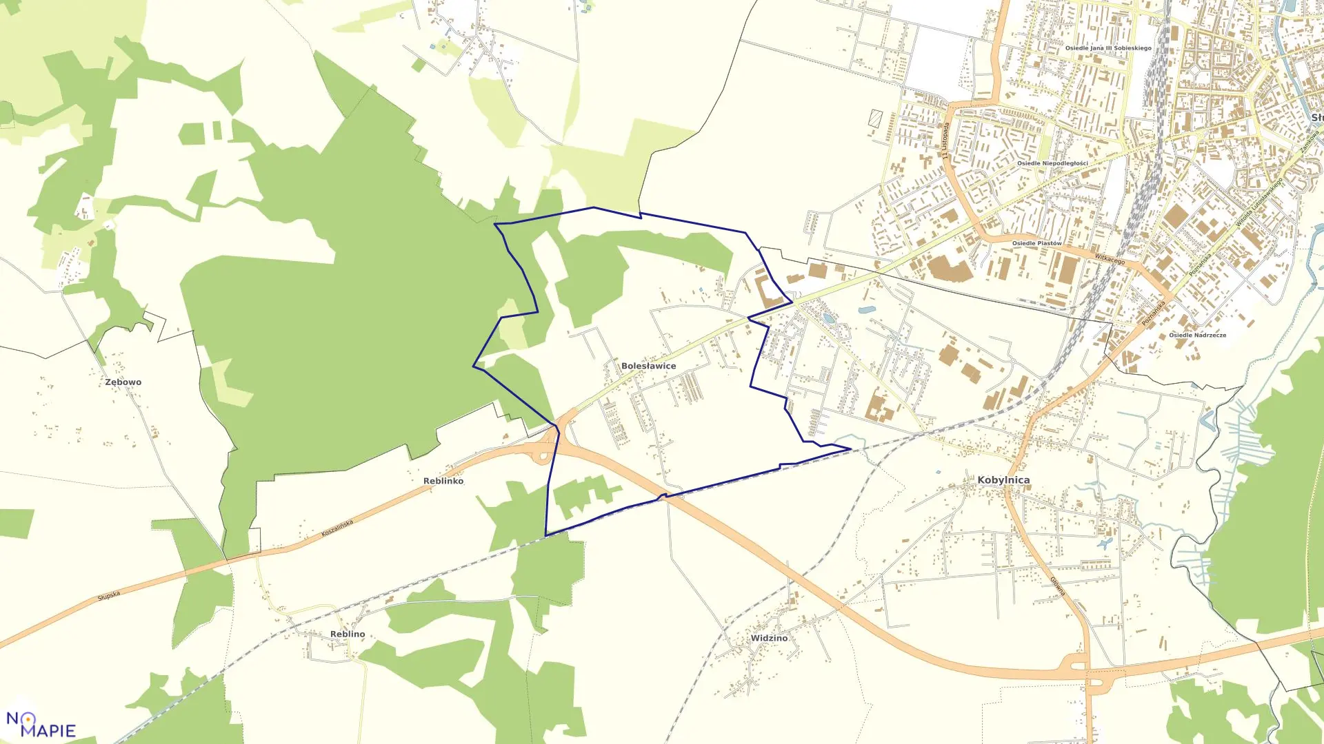 Mapa obrębu Bolesławice w gminie Kobylnica