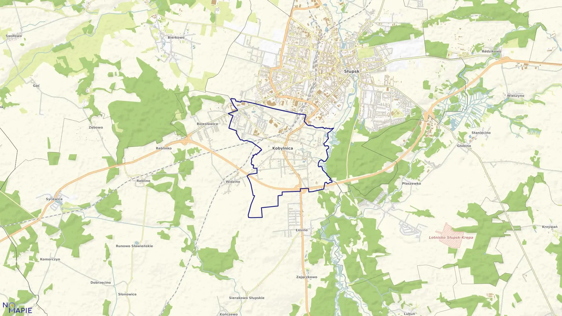 Mapa obrębu Kobylnica w gminie Kobylnica