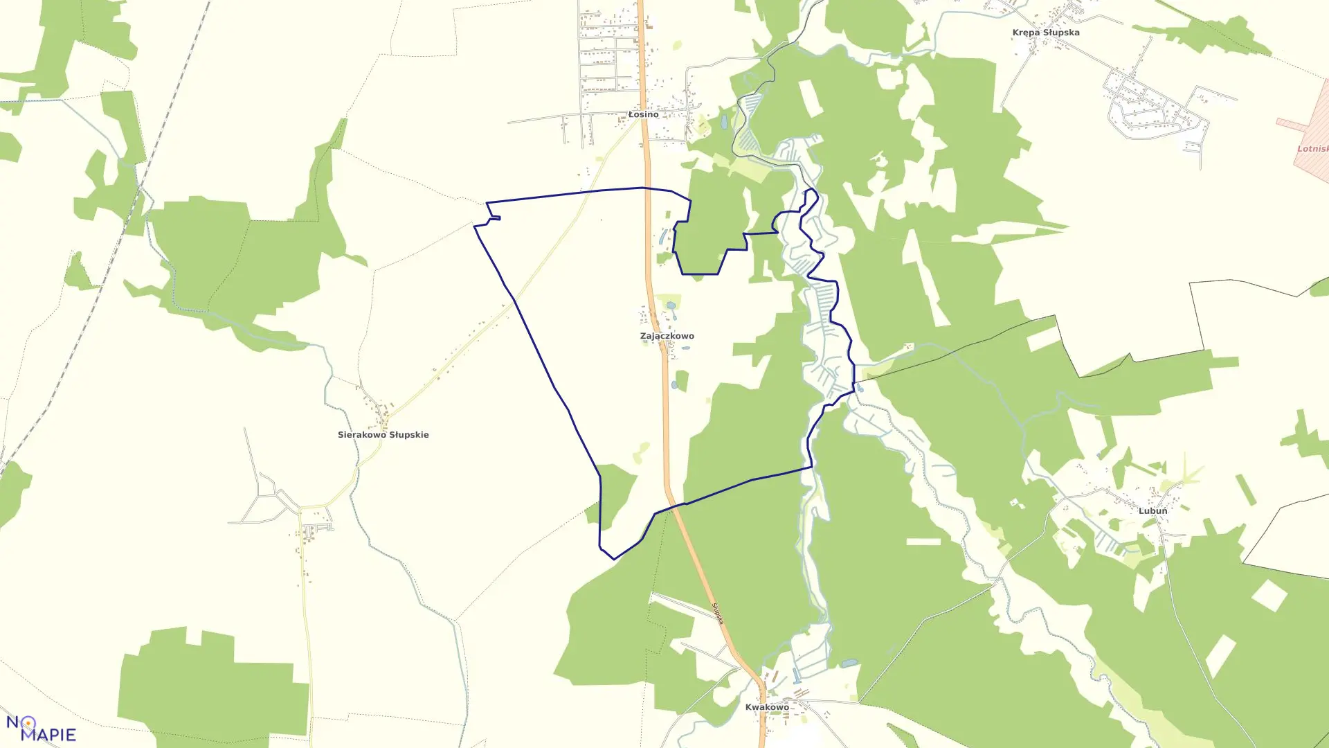 Mapa obrębu Zajączkowo w gminie Kobylnica